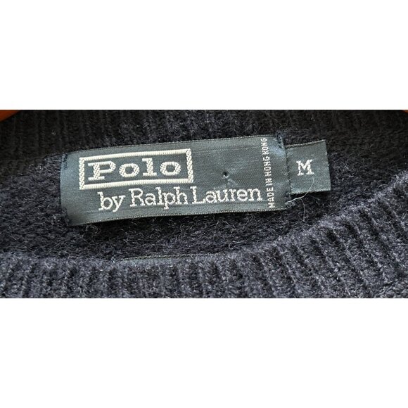 POLO Ralph Lauren Crewneck Knitted 100% Lambswool Sweater Navy Blue Size Med - Picture 4 of 9